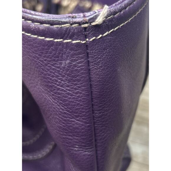 Tignanello Purple Leather Purse Handbag Shoulder Bag - Picture 8 of 16